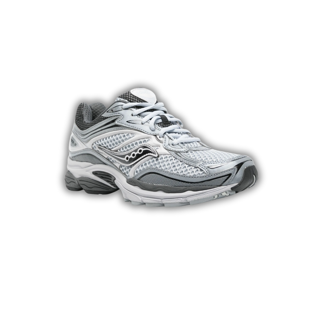 Saucony OMNI 9 coloris White & Grey — vue 1
